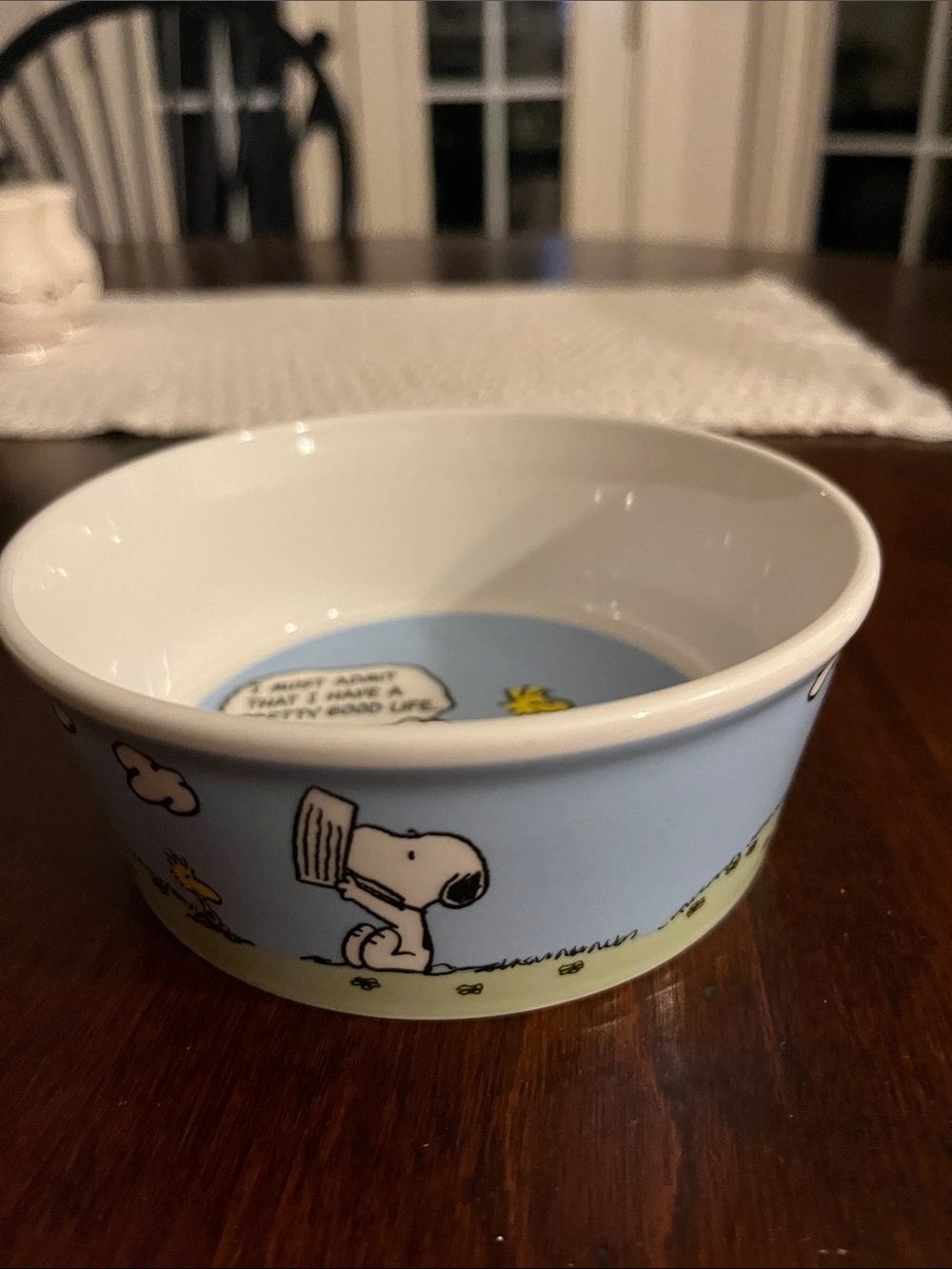 Peanuts Snoopy Light Blue Ceramic Pet Bowl with Woodstock